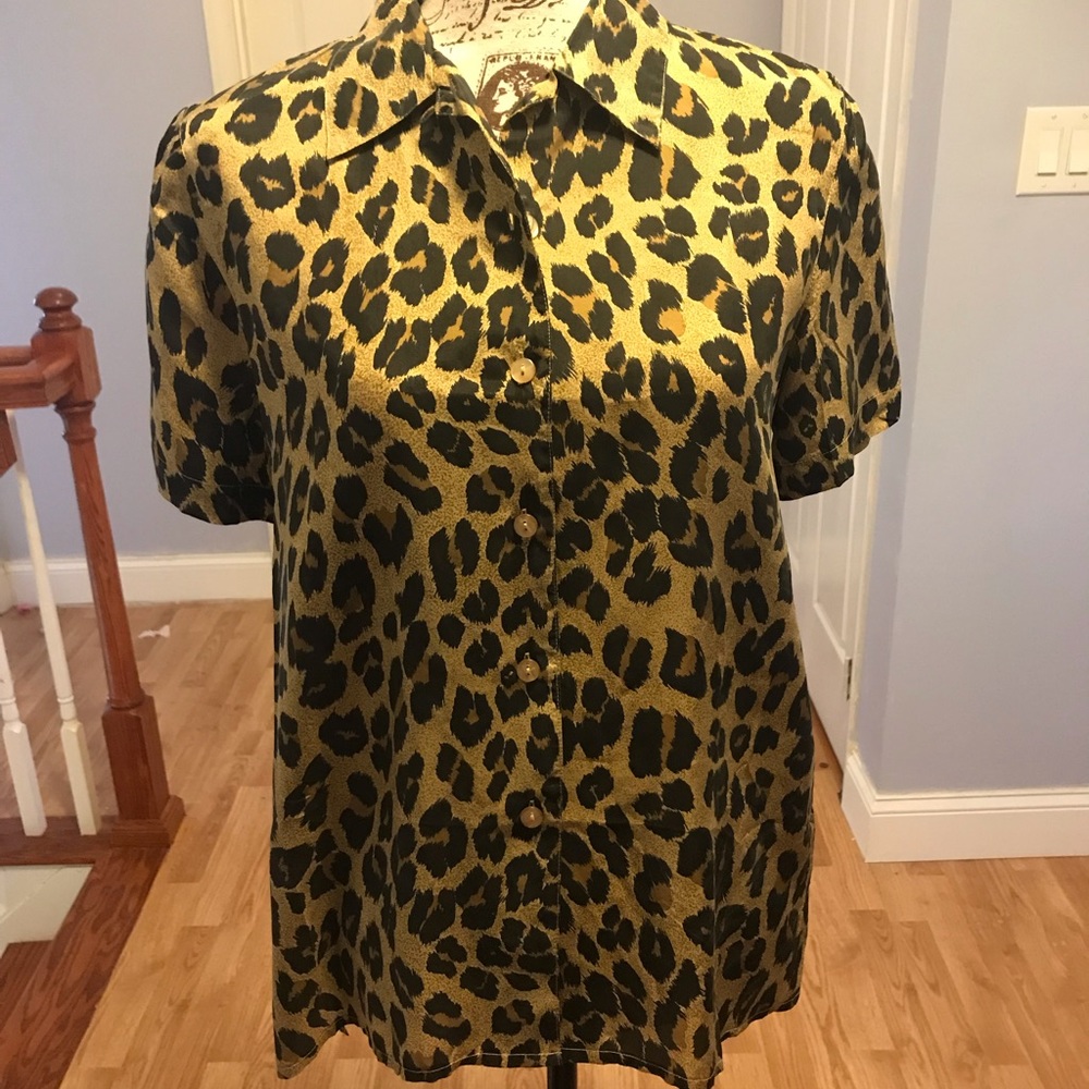 Vintage silk leopard blouse